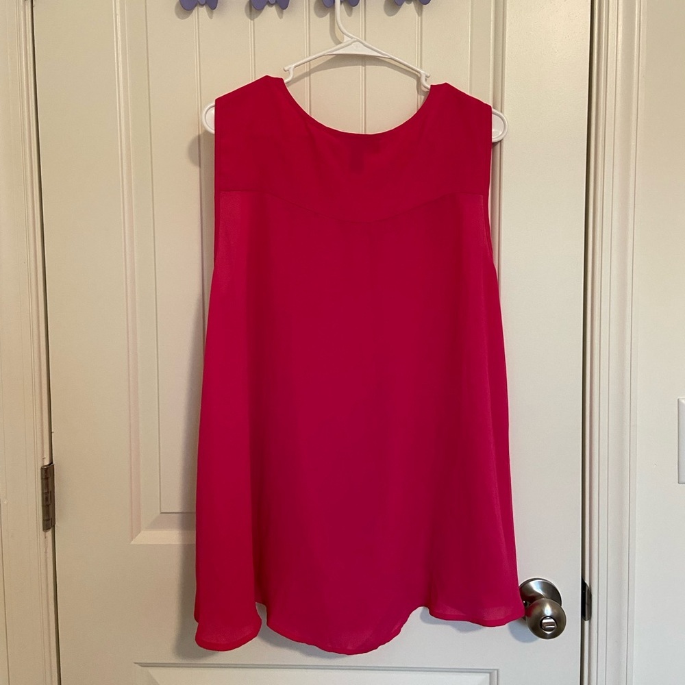NWOT | Style & Co women’s hot pink sleeveless sheer button loose pocket blouse L - Picture 5 of 6